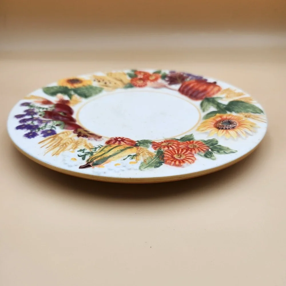 Yankee Candle Large Jar Plate Harvest Fall Thanksgiving Pumpkin Sunflower Corn